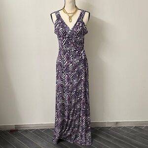 Market & Spruce Zebra Print Maxi Dress in Purple and Cream